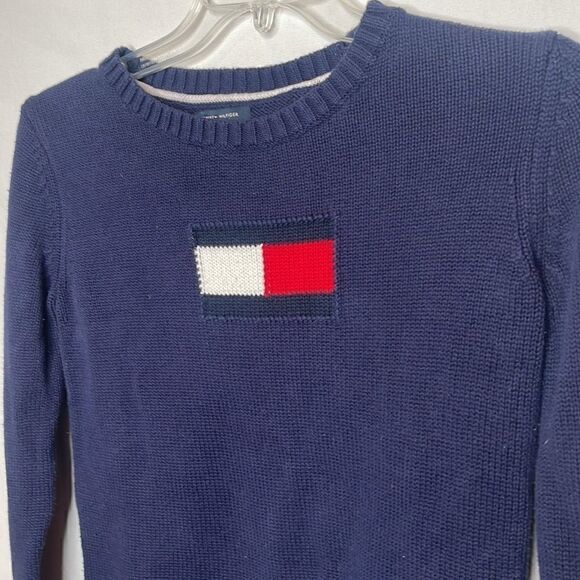 Tommy Hilfiger Flag Logo Pullover Navy Sweater. Size Small Petite. - Picture 2 of 7